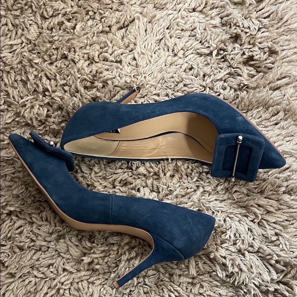 ZAC Zac Posen Dark Blue Heels with Buckle Detail